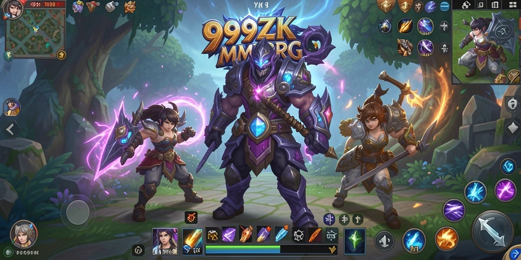 Screenshot menampilkan aksi pertempuran seru di 999ZK dengan pemain berkumpul.