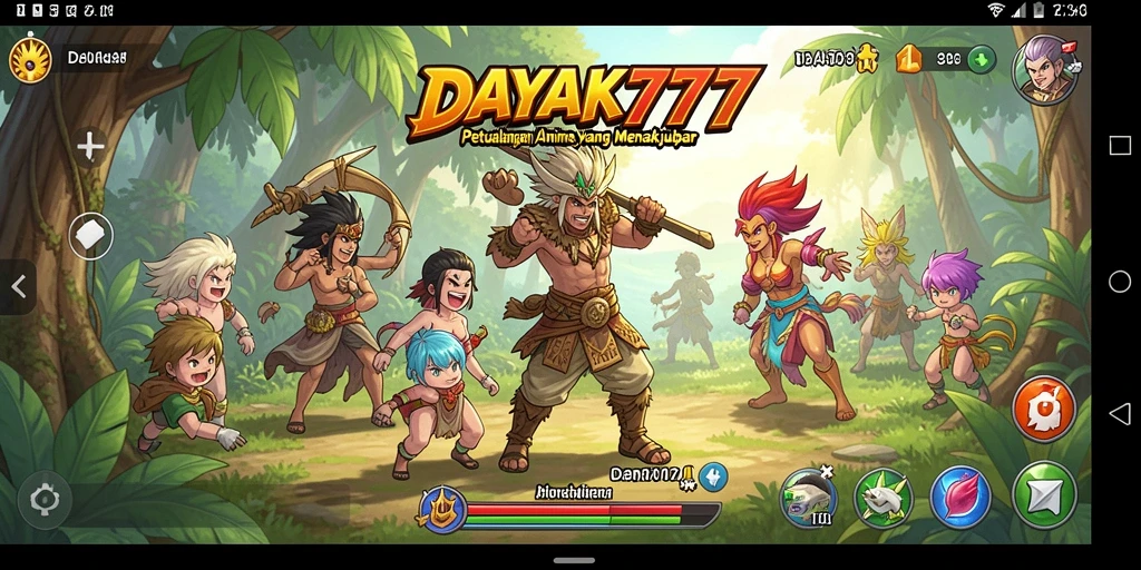 Screenshot utama DAYAK777 yang menunjukkan aksi pertarungan karakter Anime.