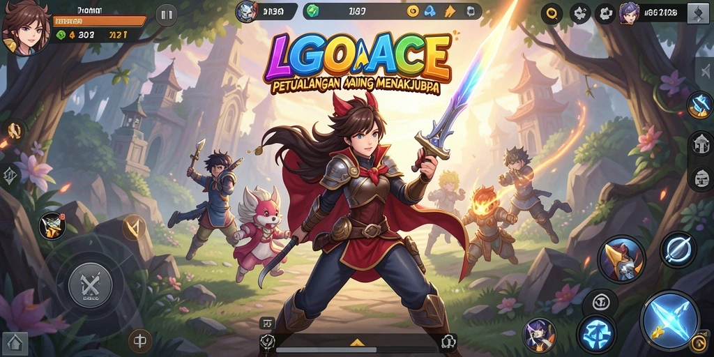 Gameplay LGOACE menampilkan karakter anime yang beraksi dalam dunia fantastis.