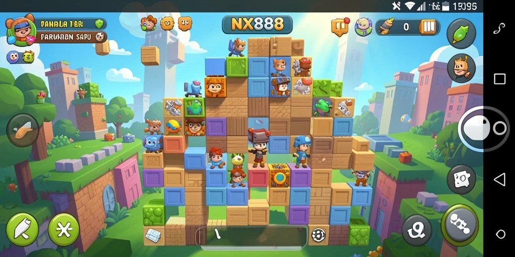 Tampilan screenshot utama NX888 menampilkan gameplay seru dalam menyelesaikan puzzle.