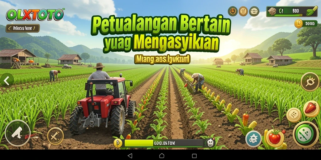 Screenshot gameplay OLXTOTO yang menampilkan aktivitas bertani yang seru.