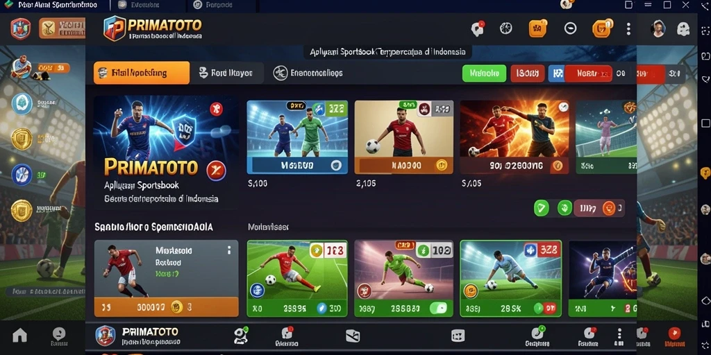 Tampilan gameplay aplikasi PRIMATOTO saat melakukan taruhan olahraga.