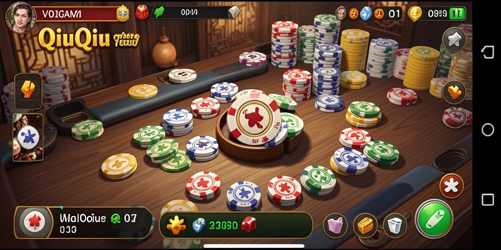 Tangkapan layar utama V07 menunjukkan gameplay QiuQiu yang seru.