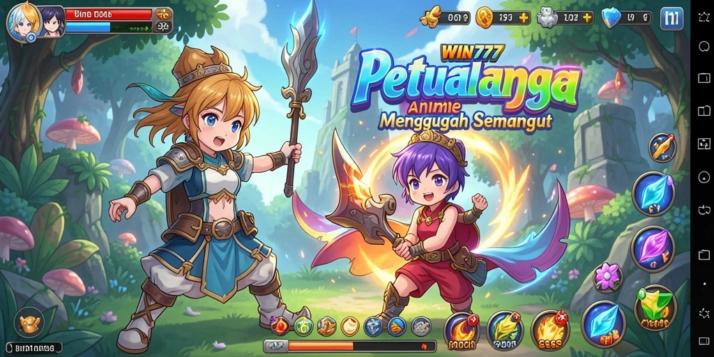 Screenshot gameplay WIN777 menampilkan aksi seru dengan karakter anime.